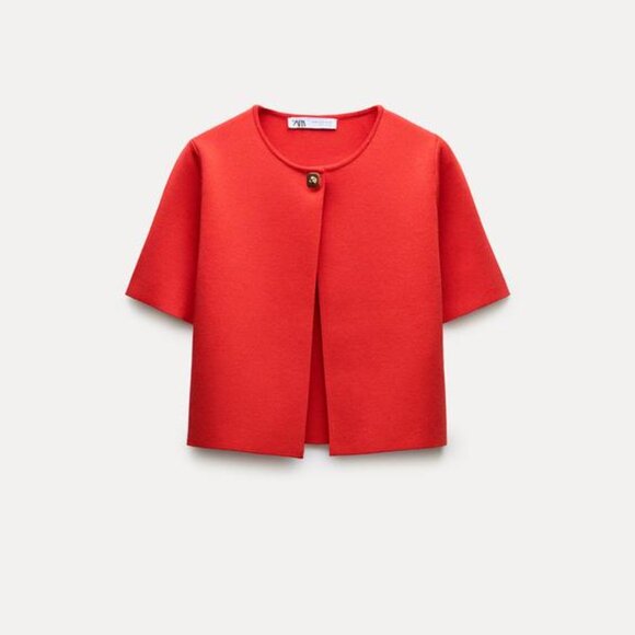 Zara SMOOTH KNIT CROP CARDIGAN - Picture 3 of 5